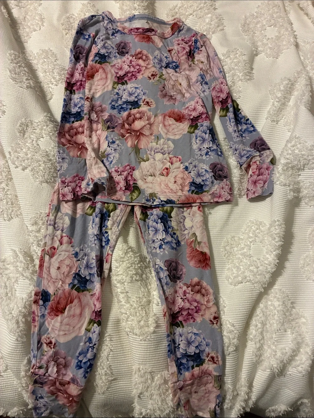 Posh Peanut Lavender Floral Kids Pajama Set - Pink Blue Purple